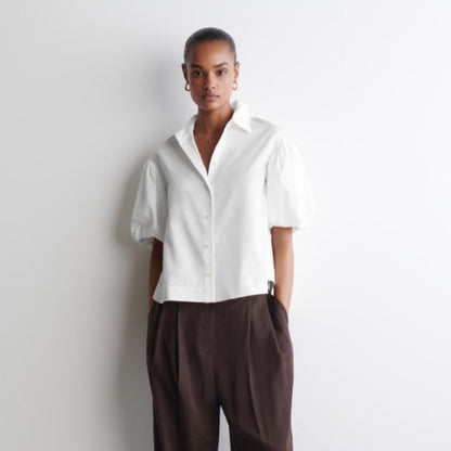 COS Puff-Sleeve Cotton Shirt - White
