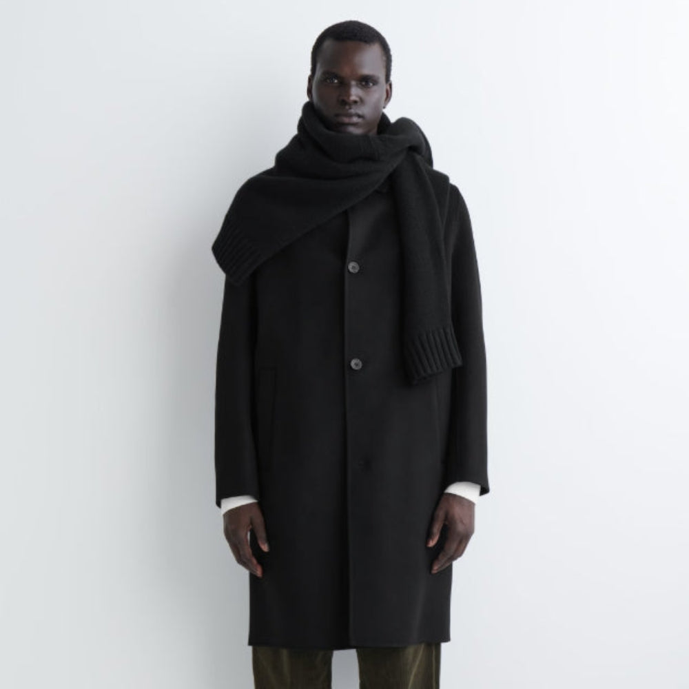 COS Double-Faced Wool Long Car Coat Men's - Black