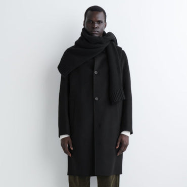 COS Double-Faced Wool Long Car Coat Men's - Black
