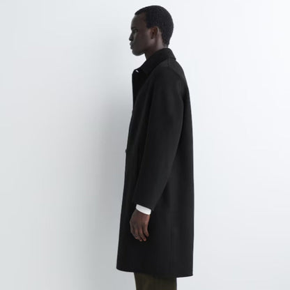 COS Double-Faced Wool Long Car Coat Men's - Black