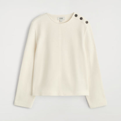 COS Button-Detail Boiled Wool Sweatshirt Women's - White