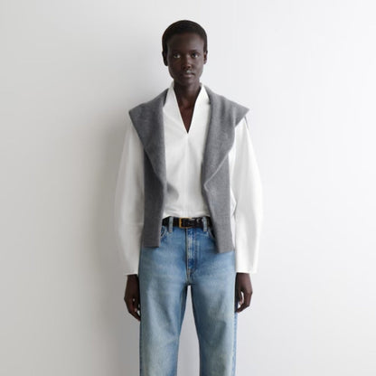 COS Draped-Collar Cotton Blouse Women's - White