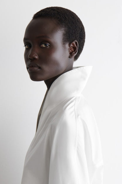 COS Draped-Collar Cotton Blouse Women's - White