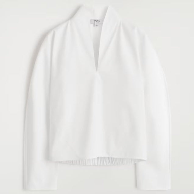COS Draped-Collar Cotton Blouse Women's - White