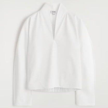 COS Draped-Collar Cotton Blouse Women's - White