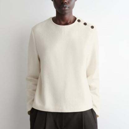 COS Button-Detail Boiled Wool Sweatshirt Women's - White
