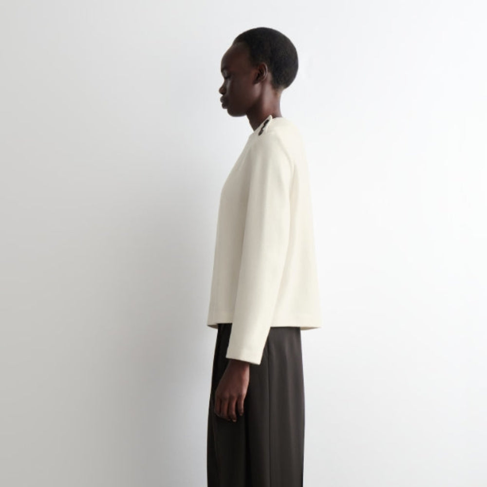 COS Button-Detail Boiled Wool Sweatshirt Women's - White