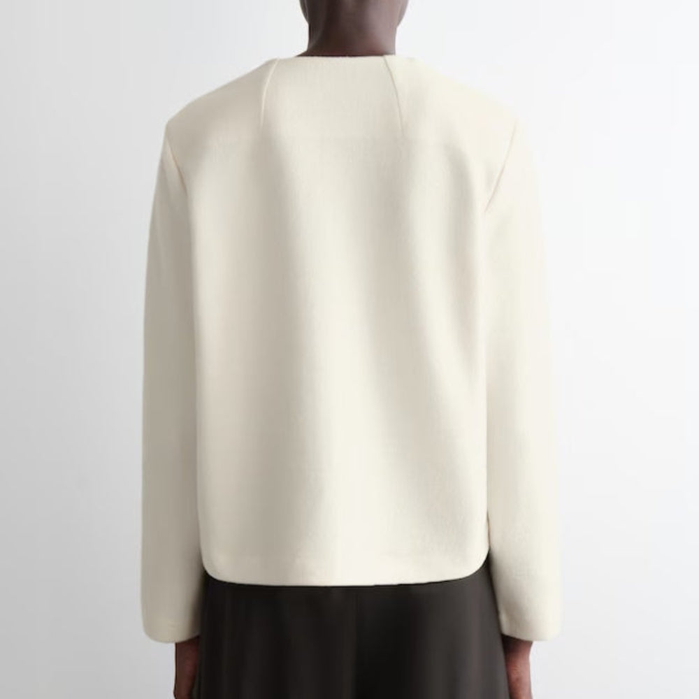COS Button-Detail Boiled Wool Sweatshirt Women's - White