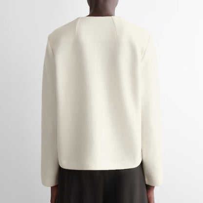 COS Button-Detail Boiled Wool Sweatshirt Women's - White