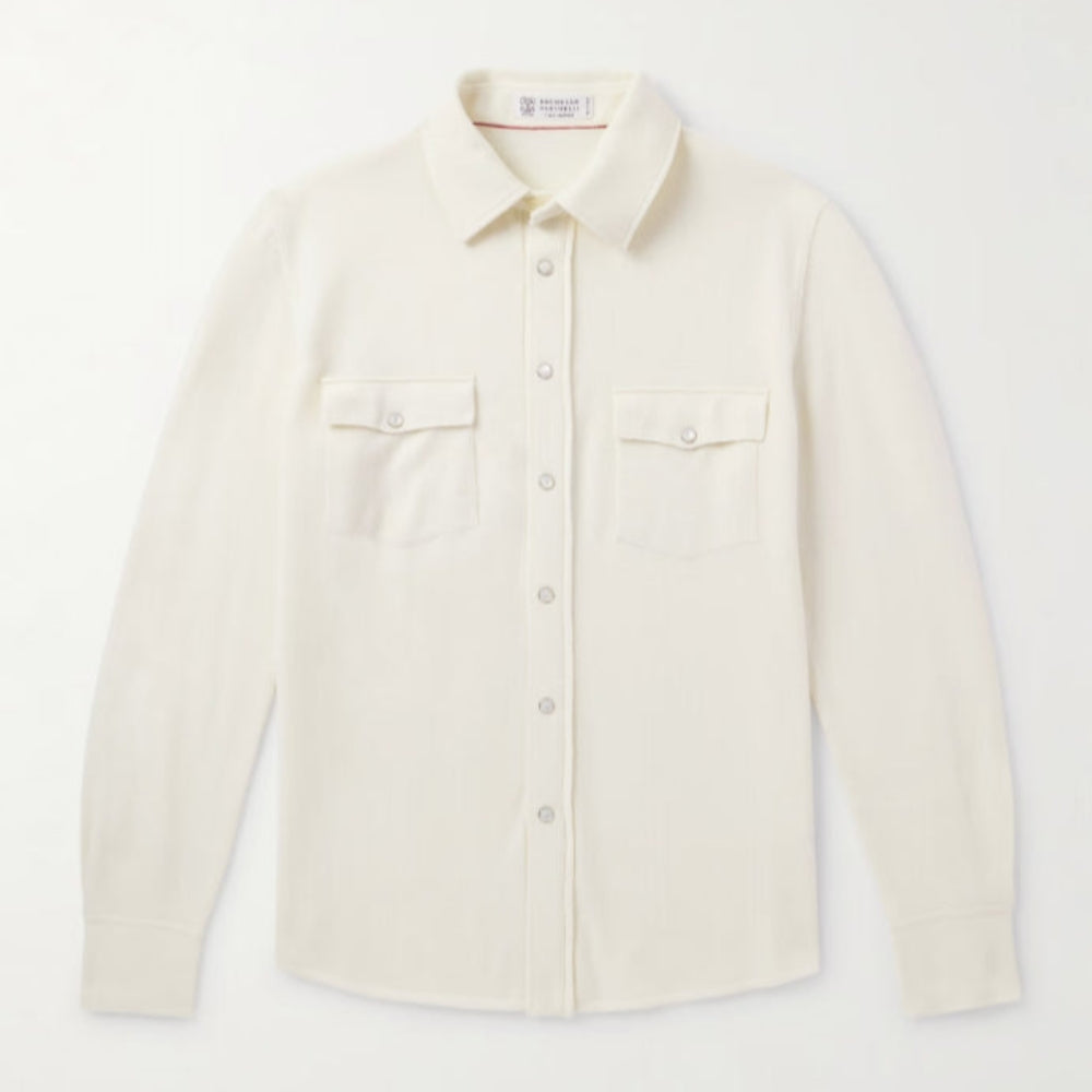 Brunello Cucinelli Slim-Fit Virgin Wool, Cashmere and Silk-Blend Shirt - Mens