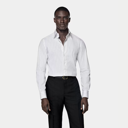 Suit Supply White Striped Point Collar Shirt