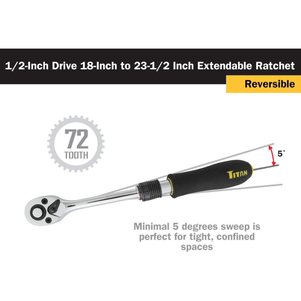 Titan 12073 1/2-Inch Dr. Extendable Ratchet