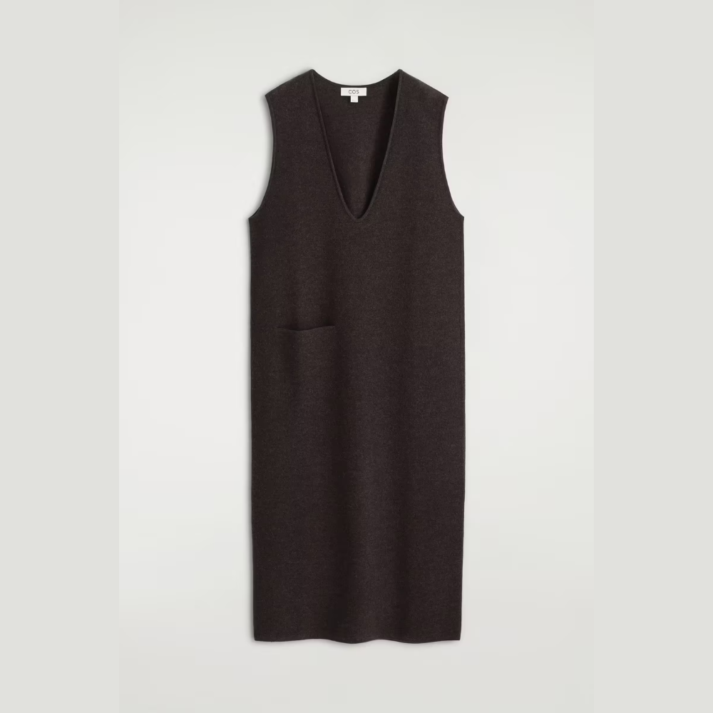 COS Boiled-Wool Midi Dress - Dark Brown