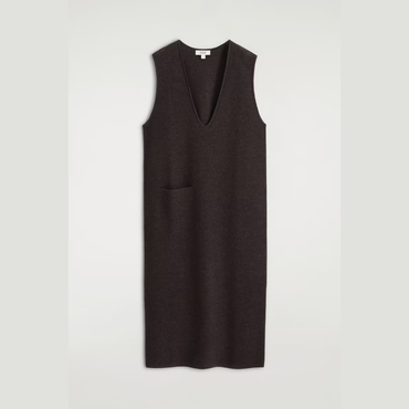 COS Boiled-Wool Midi Dress - Dark Brown