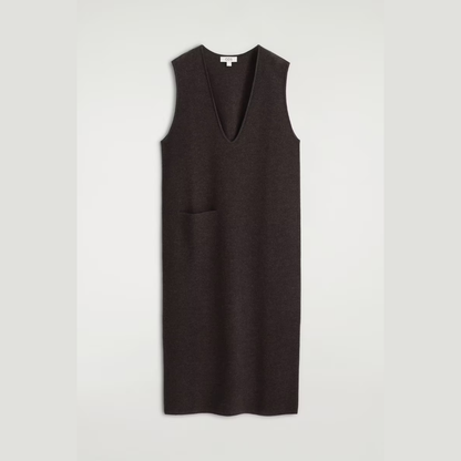 COS Boiled-Wool Midi Dress - Dark Brown