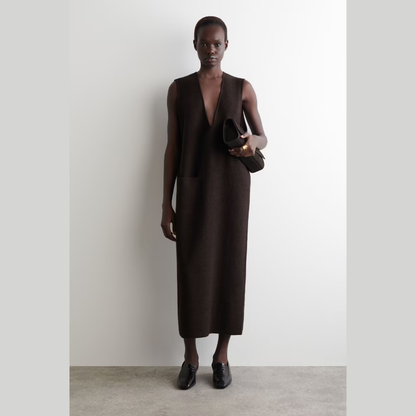 COS Boiled-Wool Midi Dress - Dark Brown