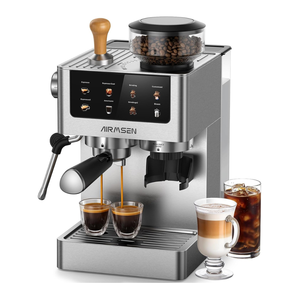 AIRMSEN Espresso Machine with Burr Grinder