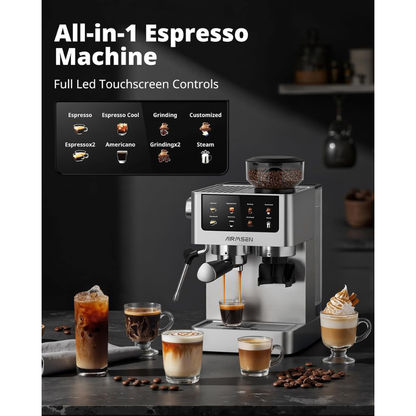 AIRMSEN Espresso Machine with Burr Grinder