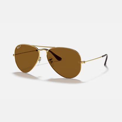 Ray-Ban Aviator Classic Sunglasses - Polished Arista Gold / Brown Polarized