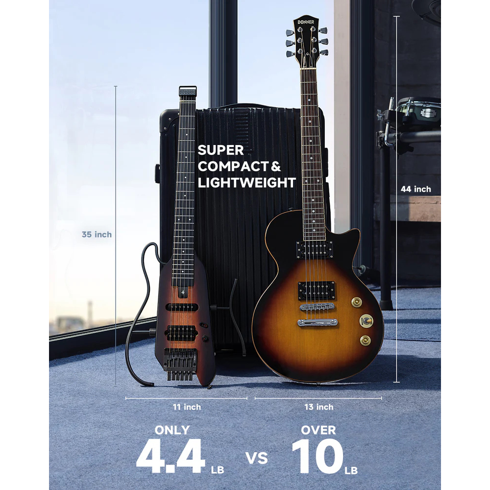Donner HUSH X Electric Travel Guitar - Sunburst