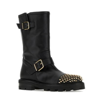 Jimmy Choo Biker II Stud-Embellished Boots - Black / Gold