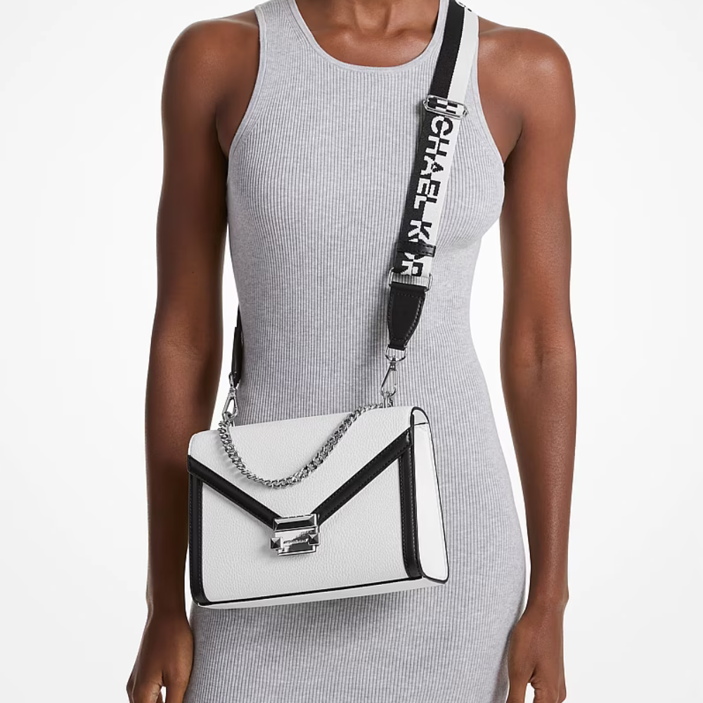 Michael Kors Whitney Medium Two-Tone Shoulder Bag - White