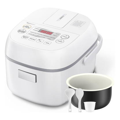 TOSHIBA Rice Cooker Small 3 Cup with LCD Display - White
