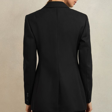 Reiss Della Atelier Single-Breasted Tuxedo Blazer in Black