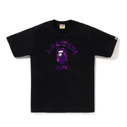 A Bathing Ape Bape Color Camo College Tee Shirt - Black x Purple