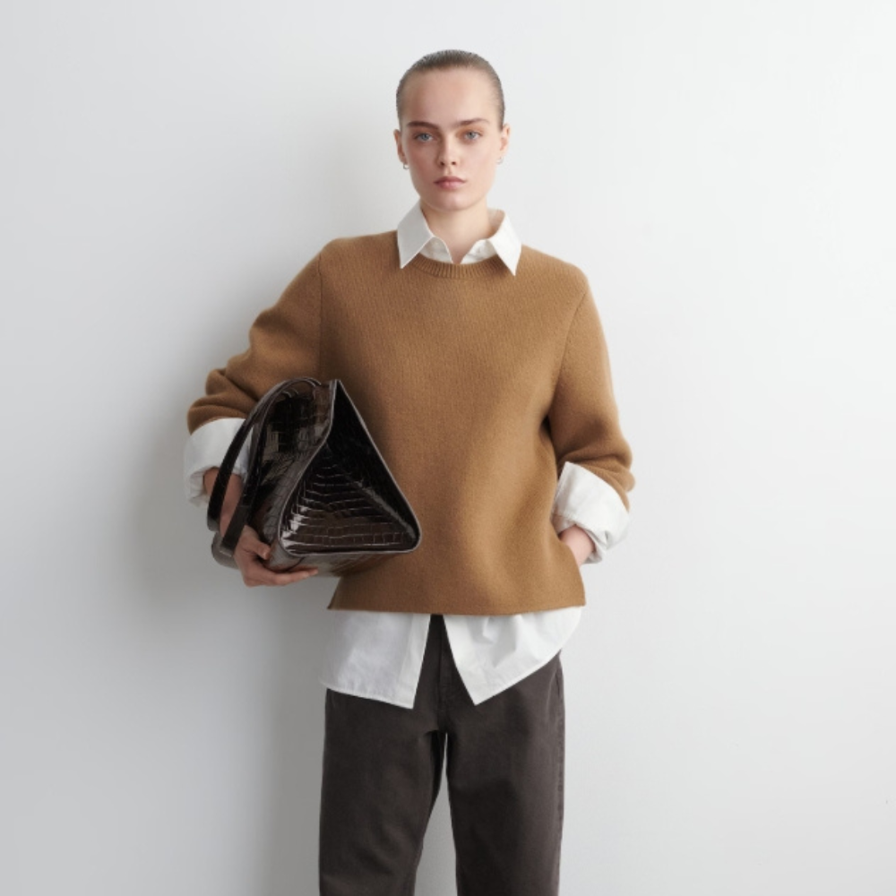 COS Gallery Tote Bag - Croc-Effect Leather