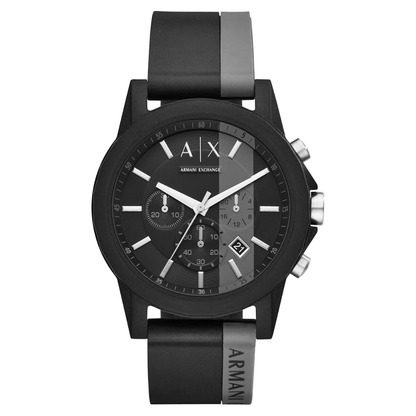 Armani Exchange Men's Chronograph Black & Gray Silicone Strap Watch - AX1331