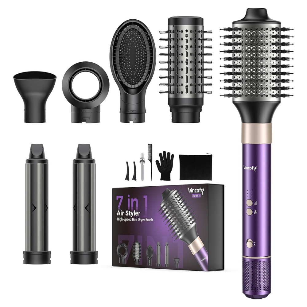 Vincofy 7 in 1 Blow Dryer Brush Set - Purple