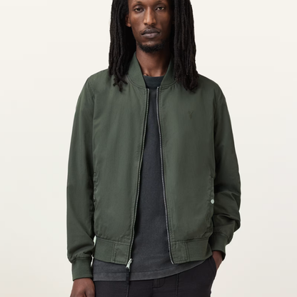 AllSaints Bassett Reversible Ramskull Bomber Jacket - Black/Dull Green