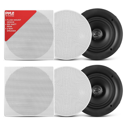 Pyle 10” Ceiling Wall Mount Speakers - Pair