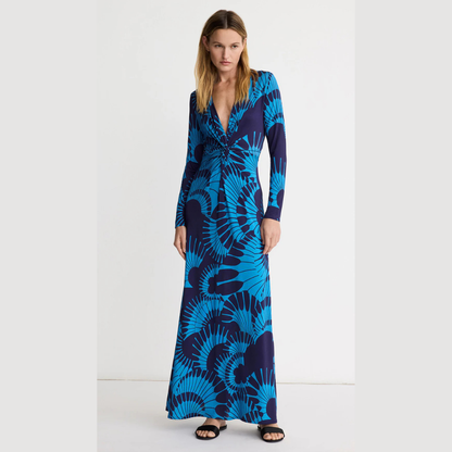 Smythe Waist Knot Dress - Navy Graphic