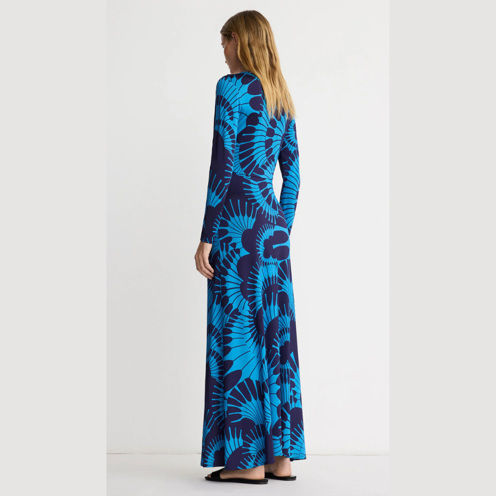 Smythe Waist Knot Dress - Navy Graphic