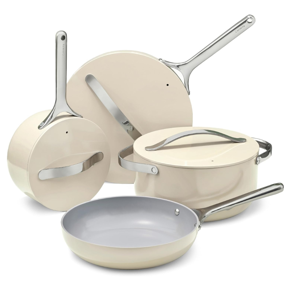 Caraway Ceramic Cookware 12-Piece Set - Cream