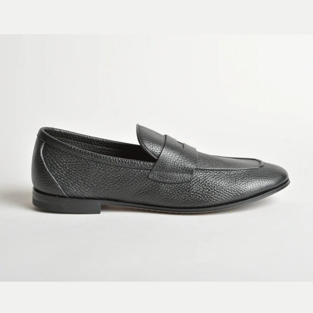 Henderson Baracco Black Deerskin Flex Loafer