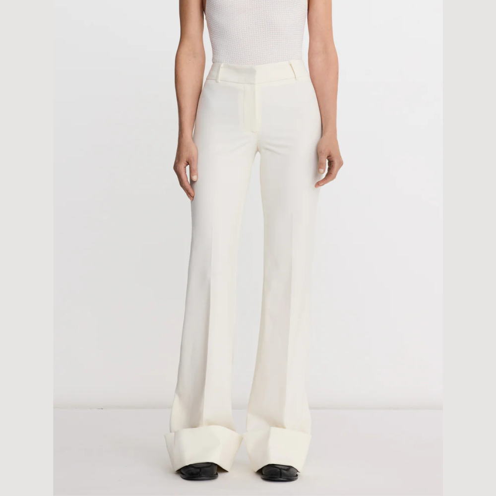 Smythe Wide Leg Cuffed Trouser - Chalk