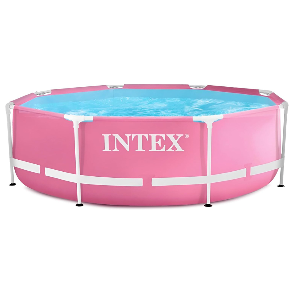 INTEX Metal Frame 8ft x 30in Round Above Ground Swimming Pool - Pink