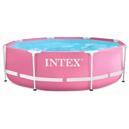 INTEX Metal Frame 8ft x 30in Round Above Ground Swimming Pool - Pink