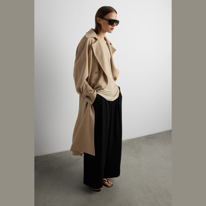 Oak and Fort Oversized Trench Coat - Beige