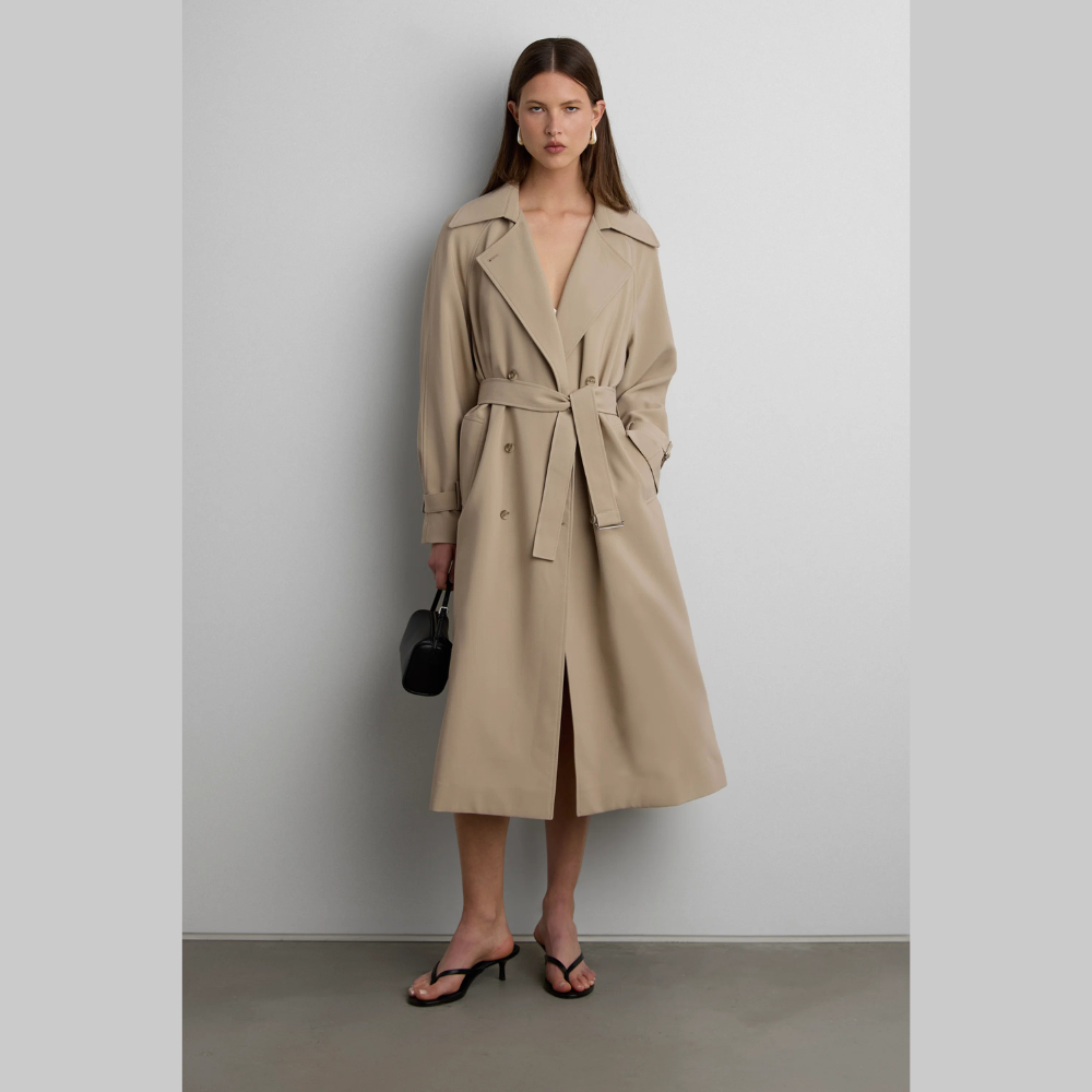 Oak and Fort Oversized Trench Coat - Beige