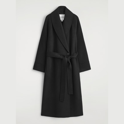 COS Belted Double-Faced Wool Long Coat - Black