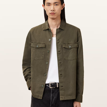 AllSaints Spotter Slim-Fit Cotton Overshirt - Cargo Green