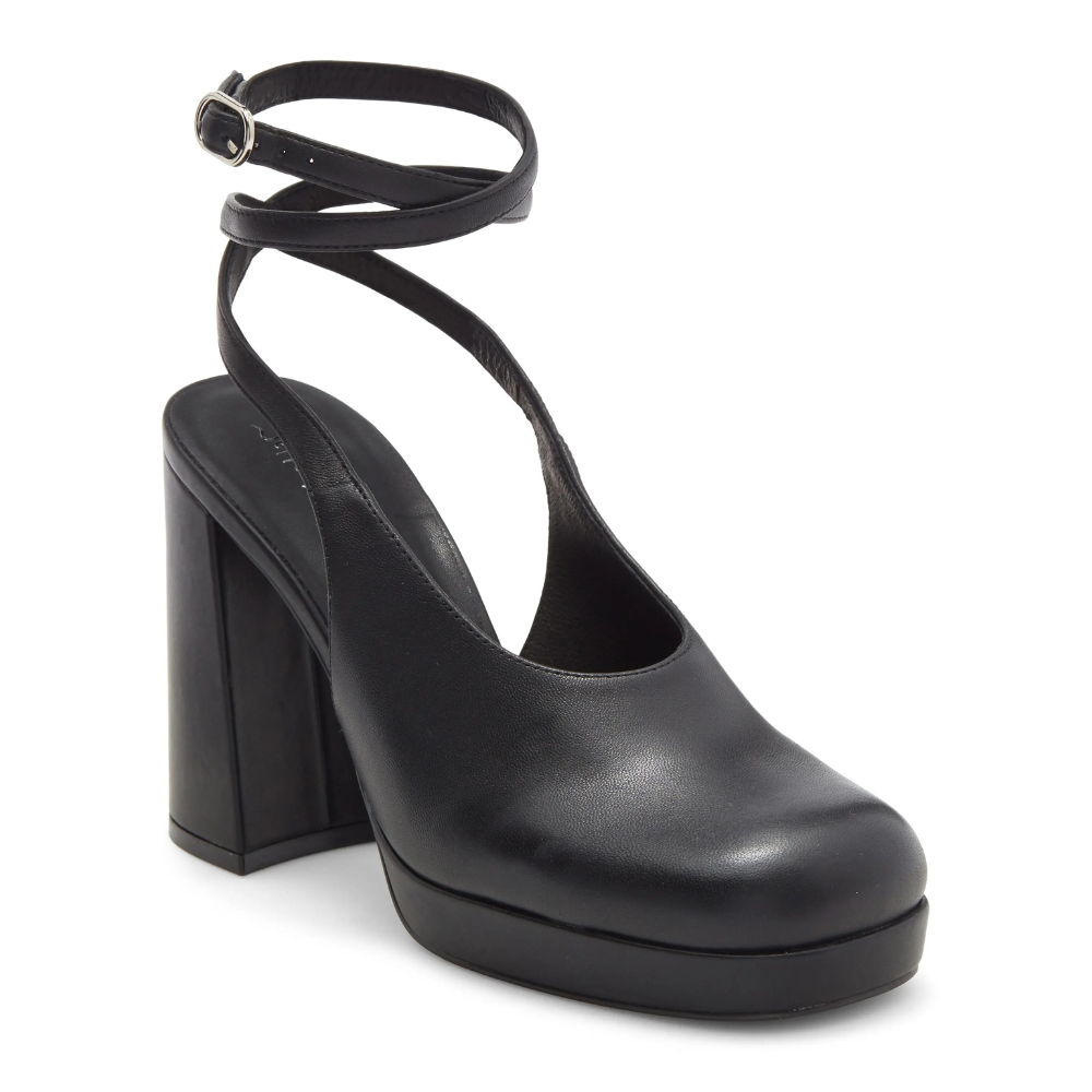 Jeffrey Campbell Vivre Chunky Heel - Black Leather