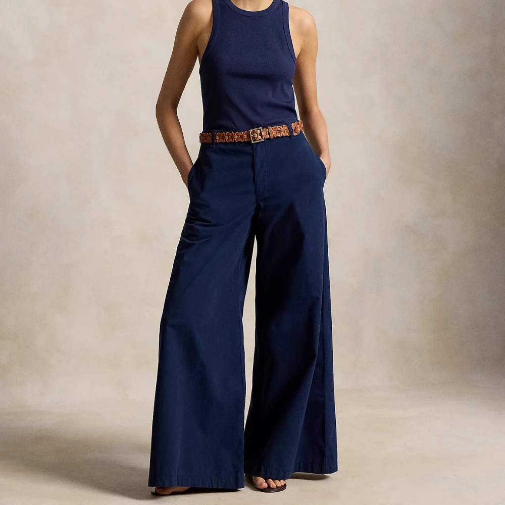 Polo Ralph Lauren Women's Cotton Relaxed Wide-Leg Pant - Navy