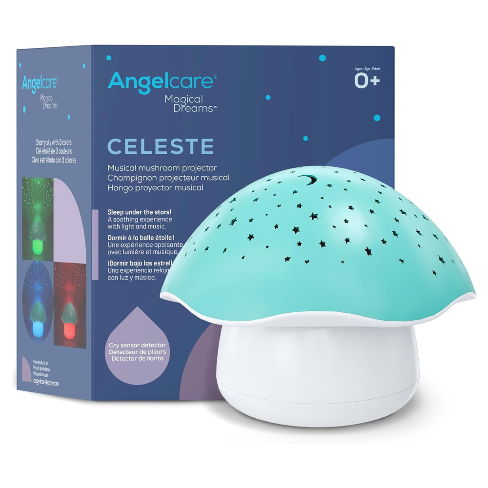 Angelcare Celeste Mushroom Baby Night Light Musical Projector