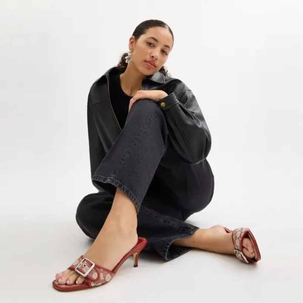 Coach Women's Margot Sandal In Signature Jacquard - Ruby