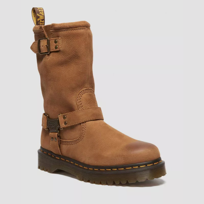 Dr. Martens Anistone Hi Tumbled Nubuck Biker Boots - Desert Brown